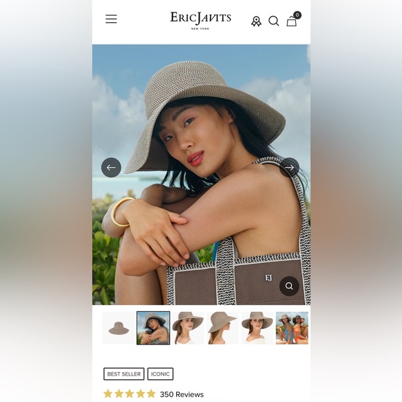 Eric Javits Squishee Hat UPF 50+ in Bark - Picture 2 of 8